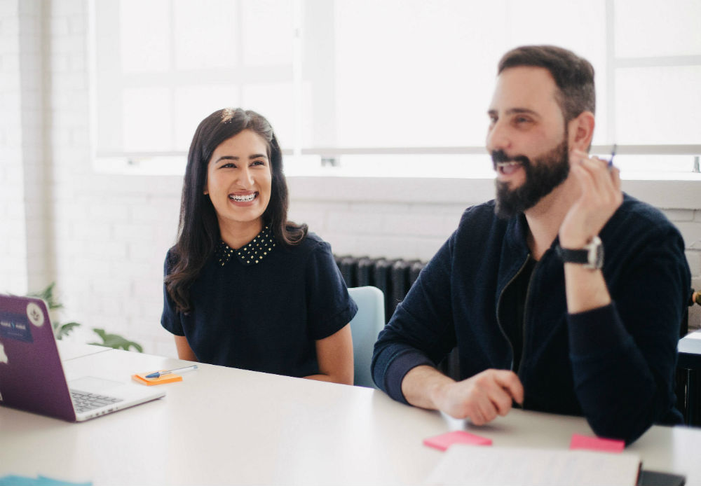 Happy employees in an office