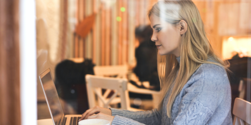 Woman working on laptop