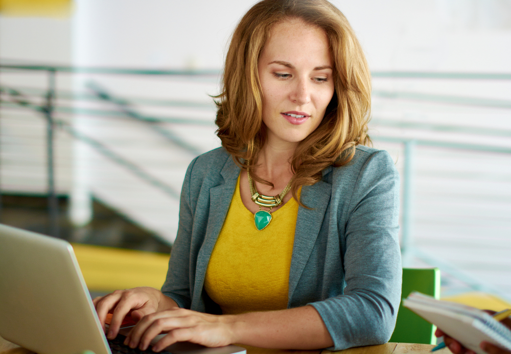 Woman focusing on change